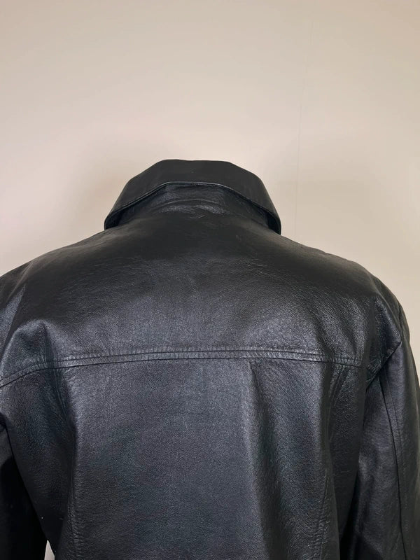 Vintage Leather jacket with silver zipper