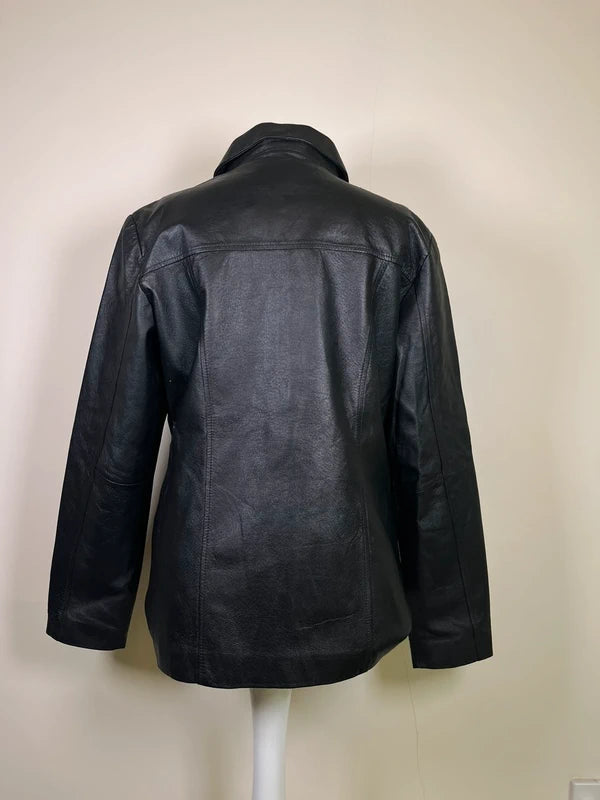 Vintage Leather jacket with silver zipper
