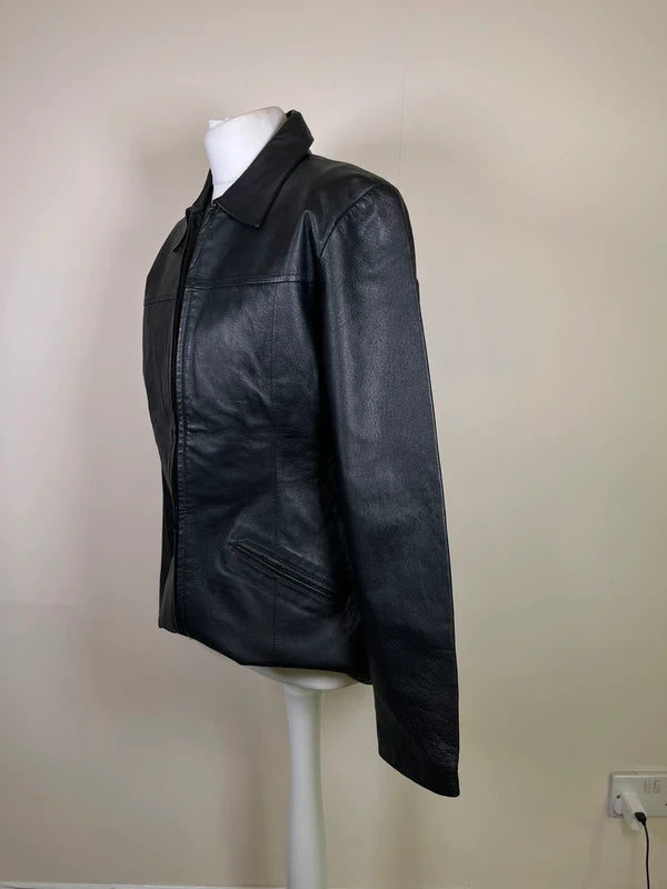 Vintage Leather jacket with silver zipper