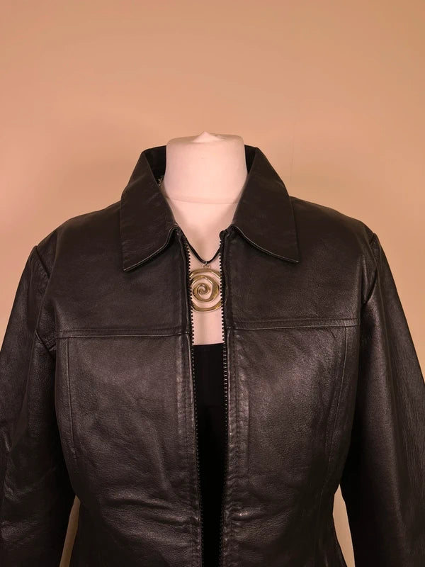 Vintage Leather jacket with silver zipper