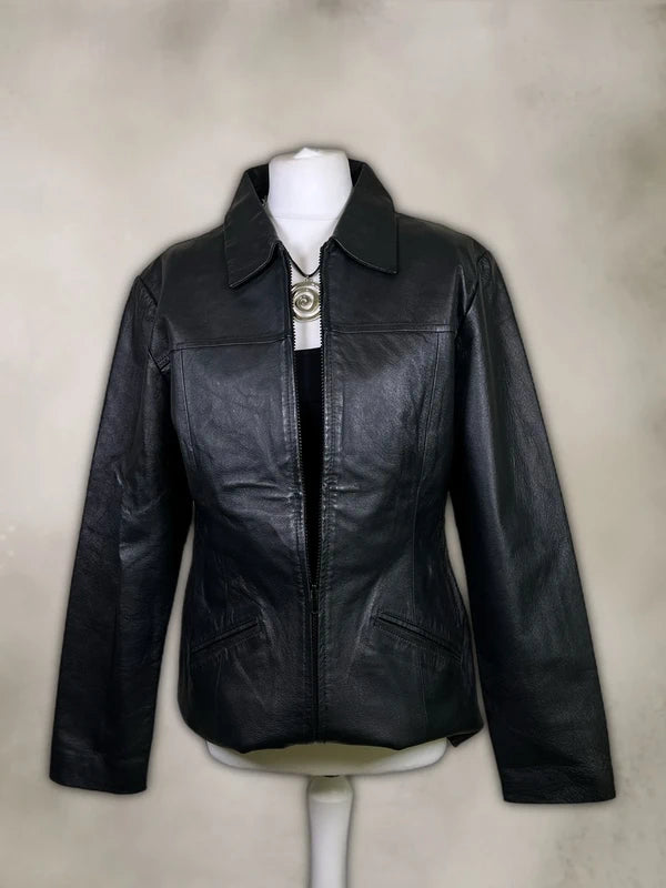 Vintage Leather jacket with silver zipper