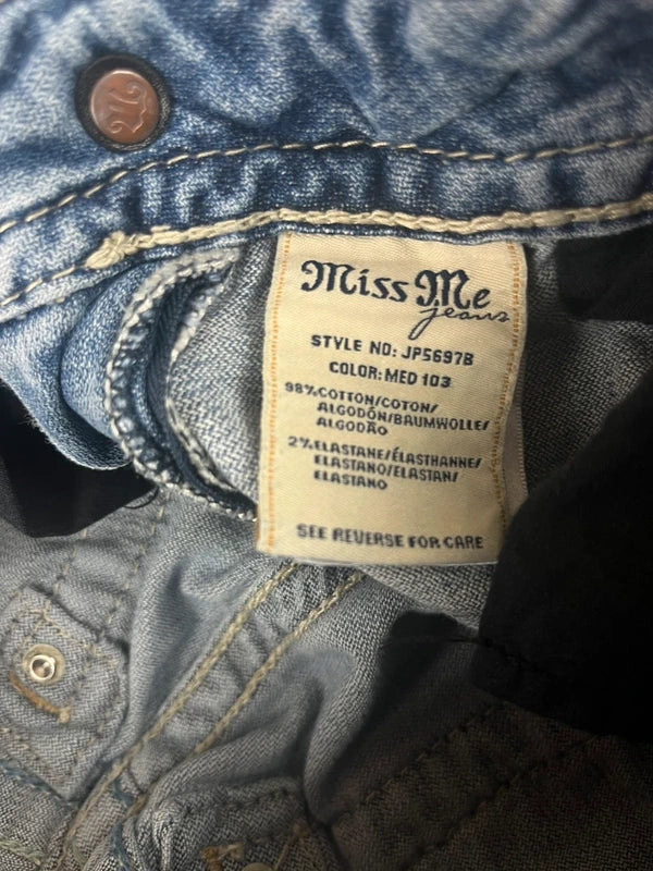 Y2k Low waist Miss me flared jeans with cross embellishments