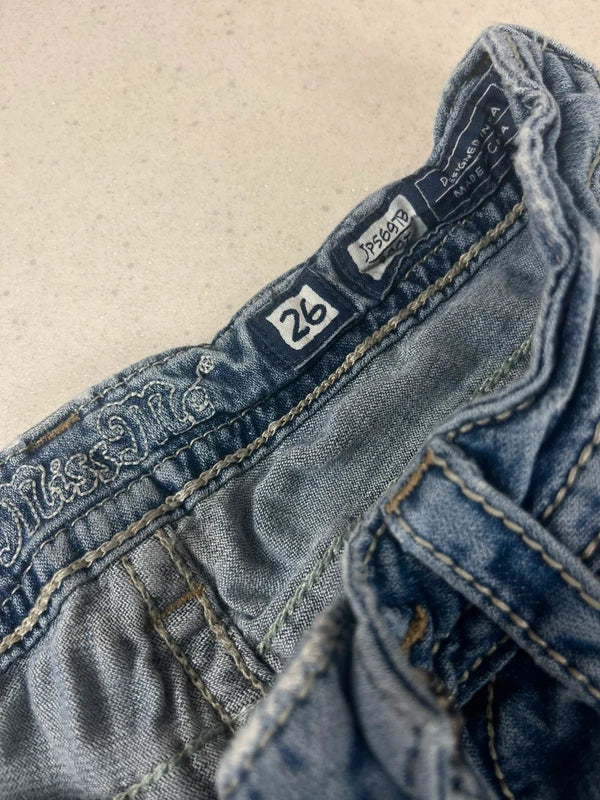 Y2k Low waist Miss me flared jeans with cross embellishments