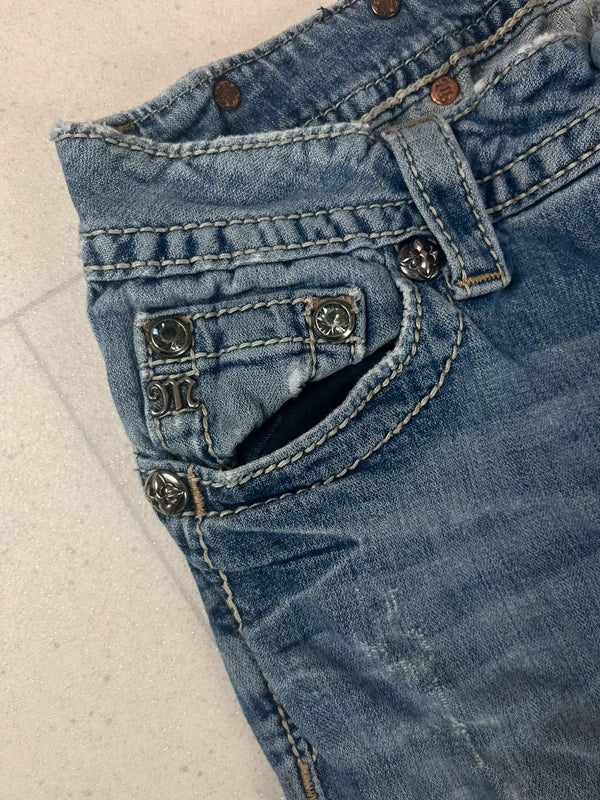 Y2k Low waist Miss me flared jeans with cross embellishments