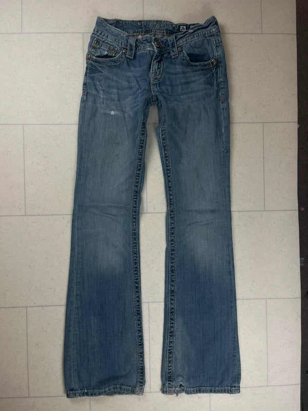 Y2k Low waist Miss me flared jeans with cross embellishments