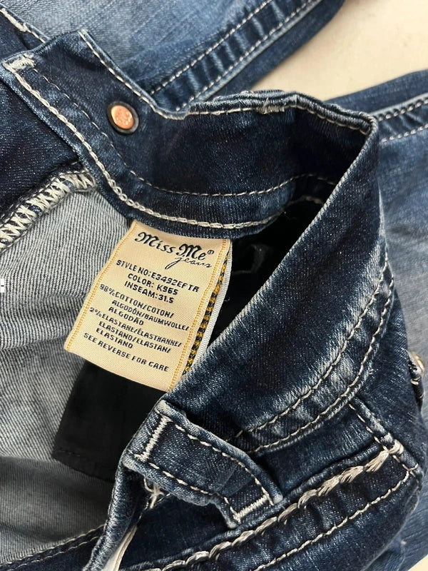 Y2k Low waist Miss me straight leg jeans with embellishments