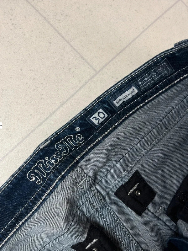 Y2k Low waist Miss me straight leg jeans with embellishments