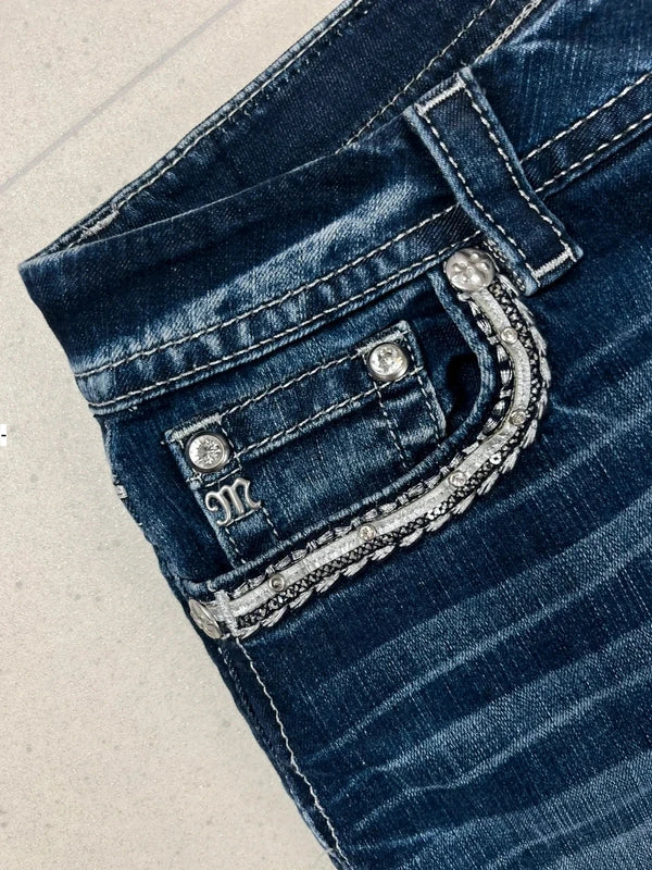 Y2k Low waist Miss me straight leg jeans with embellishments