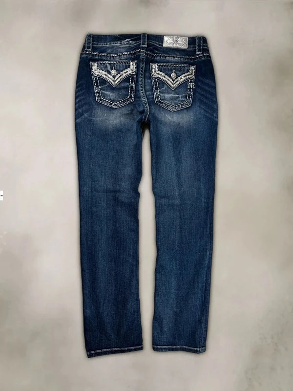 Y2k Low waist Miss me straight leg jeans with embellishments