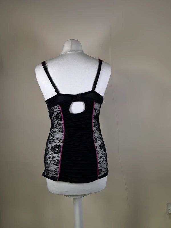 Y2K Playboy lace babydoll corset top with bow detailing