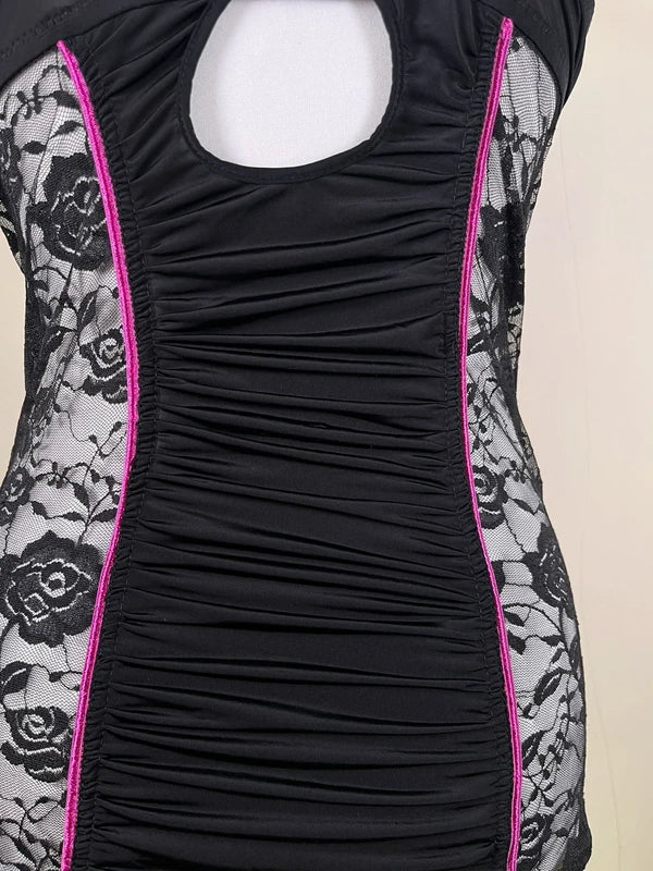 Y2K Playboy lace babydoll corset top with bow detailing