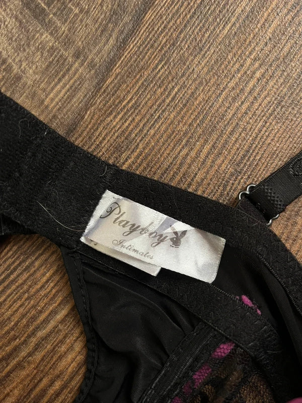 Y2K Playboy lace babydoll corset top with bow detailing