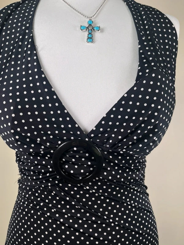Vintage Y2k Polka dot halter neck Top