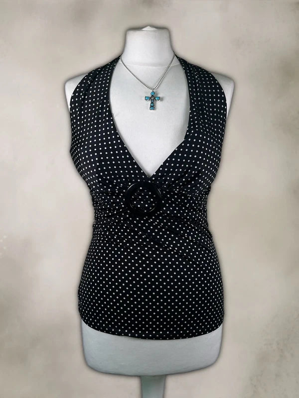 Vintage Y2k Polka dot halter neck Top