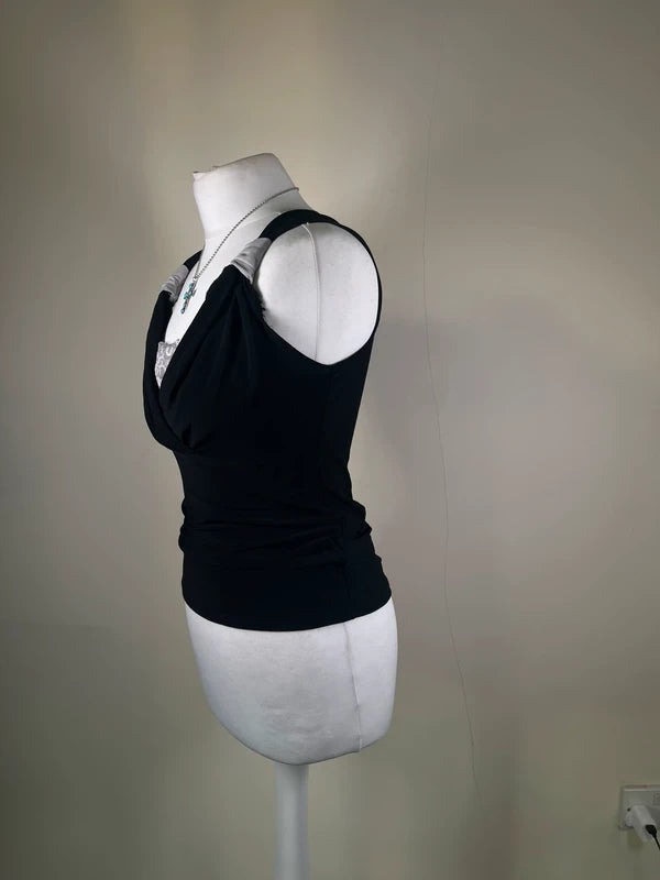 Vintage Y2k V Neck Top with lace detailing