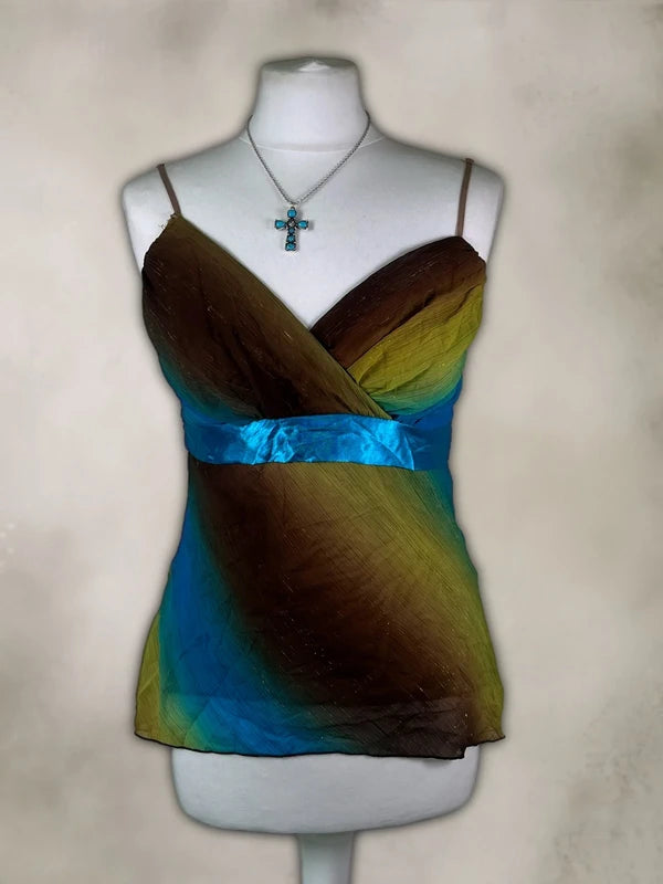 Y2K Ombré Cami Top with sequin detailing and tie back