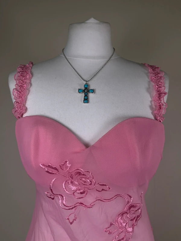 Y2K Floral lace mesh Slip dress