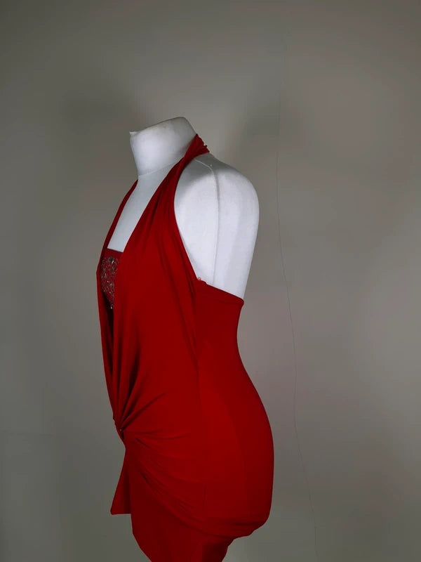 Y2K Jane Norman Halterneck Mini Dress with rhinestone detailing