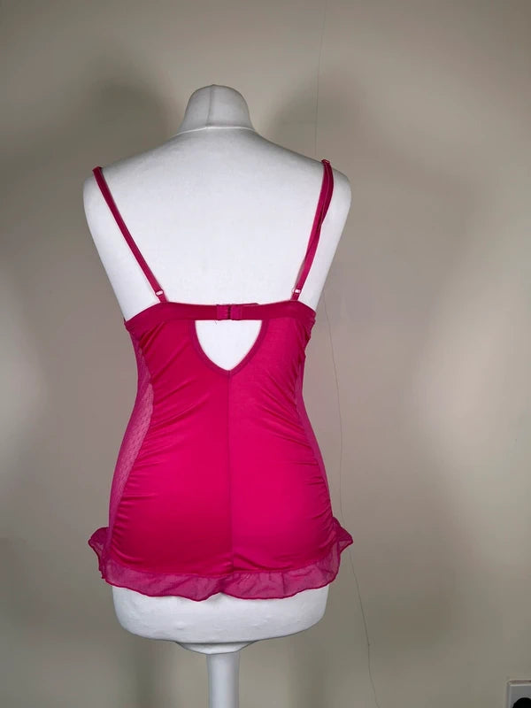 Y2K lace Mesh Babydoll Corset top with frilly detailing