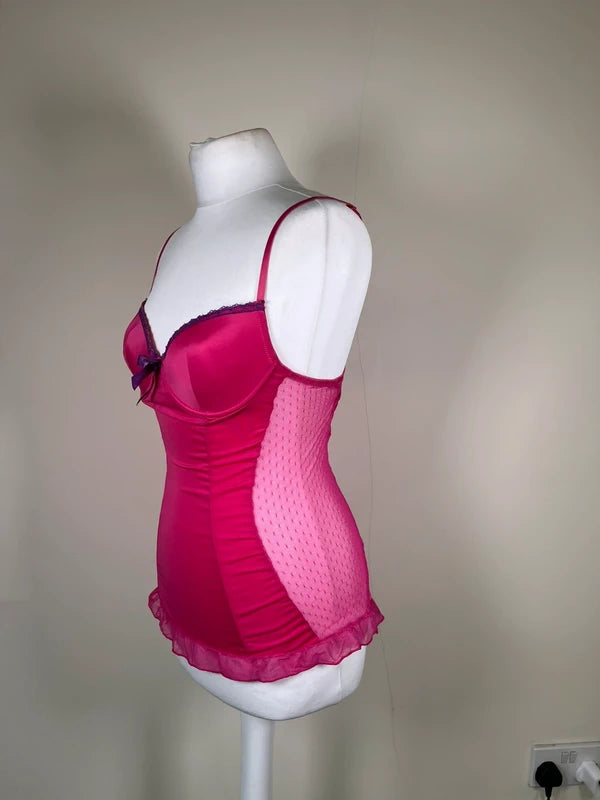 Y2K lace Mesh Babydoll Corset top with frilly detailing