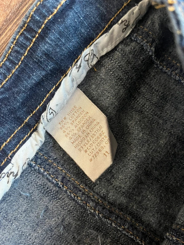 y2k Vintage Baby Phat midi Denim skirt with gold accents