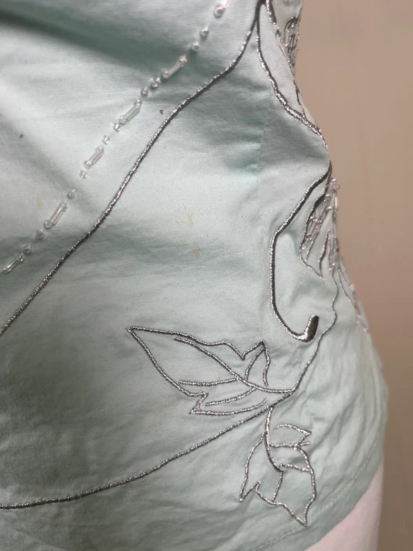 Y2K Vintage Strapless Corset top with floral embroidery