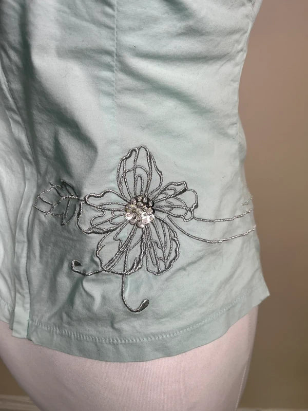 Y2K Vintage Strapless Corset top with floral embroidery