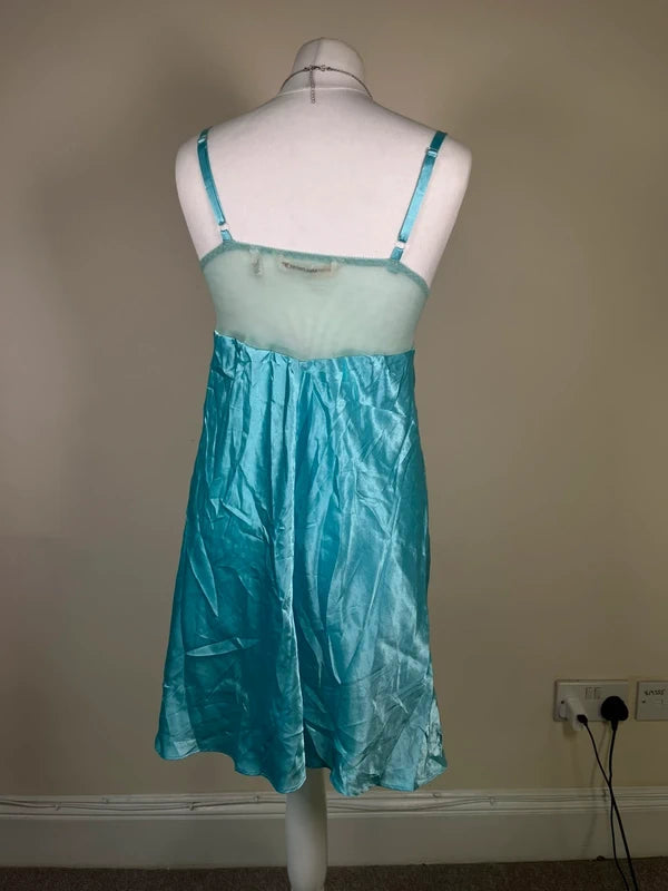 Y2K Satin lace Mesh Babydoll Slip dress