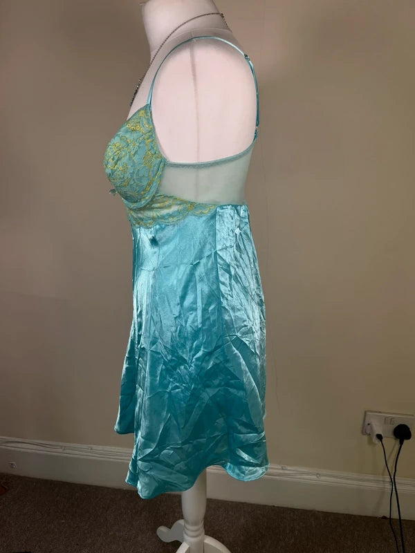 Y2K Satin lace Mesh Babydoll Slip dress