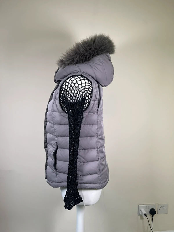 Y2K Puffer Gilet Jacket with fur hood