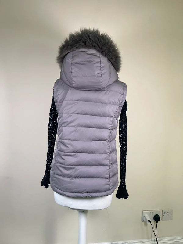 Y2K Puffer Gilet Jacket with fur hood