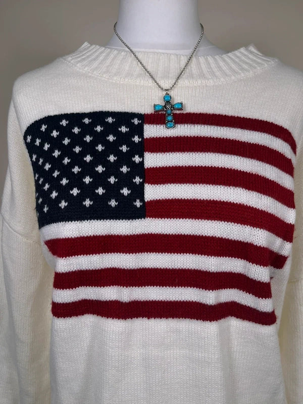 Y2K Vintage Knitted sweatshirt with Usa Flag