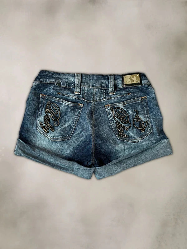 Y2K Vintage Baby Phat Denin mini shorts with embroidery