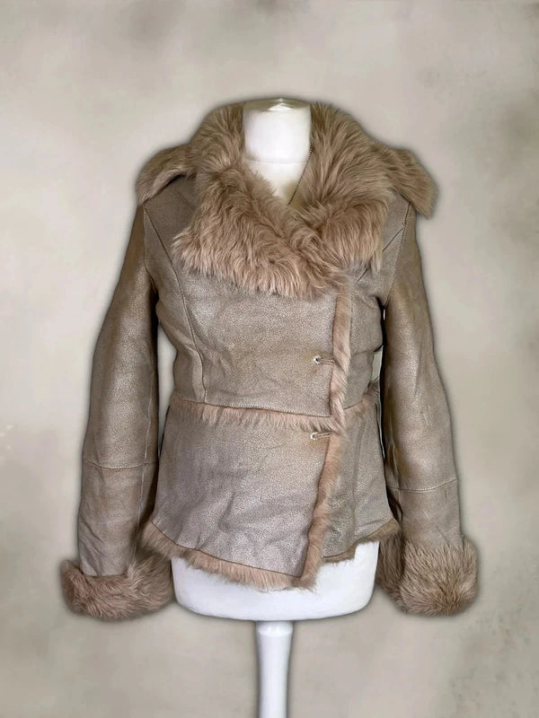 Vintage Y2K Suede jacket with Faux fur trim