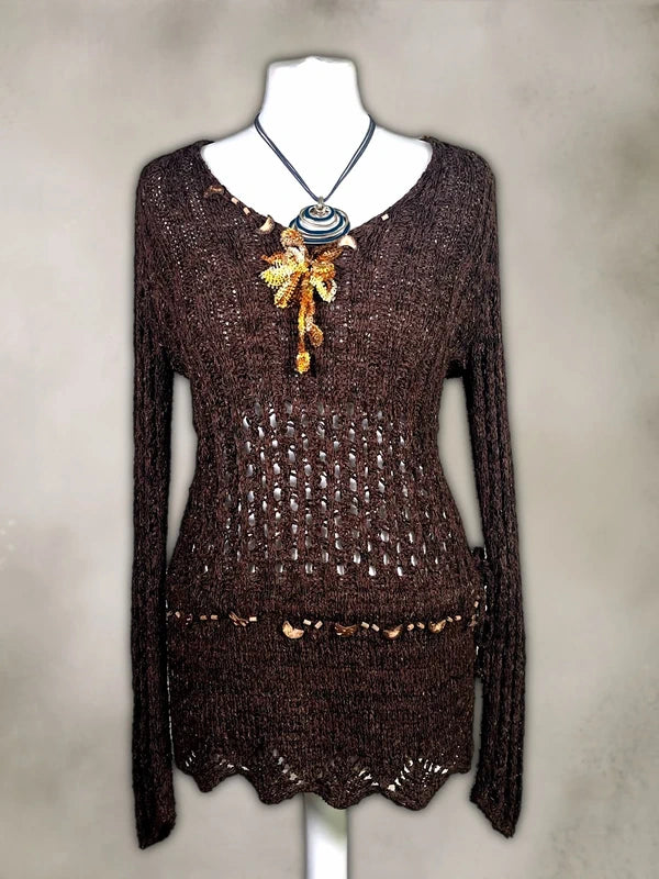 Y2K Beaded Knitted mini dress with floral embroidery