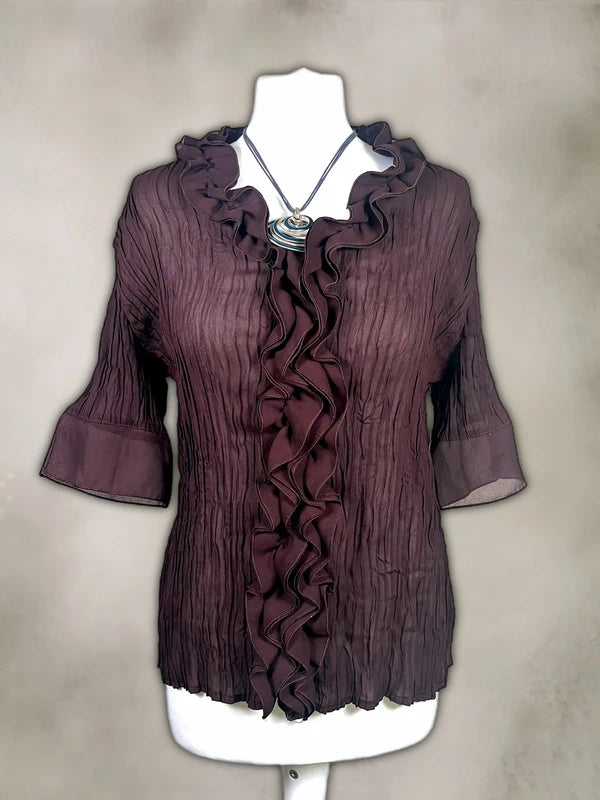 Vintage Y2k Mesh Ruffled Shirt