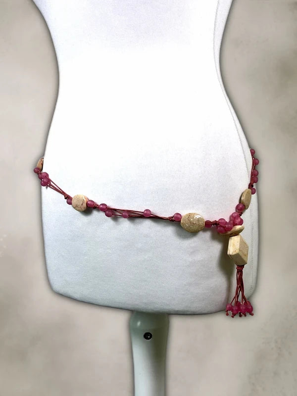 Y2K Vintage pink Beaded Boho belt / Necklace
