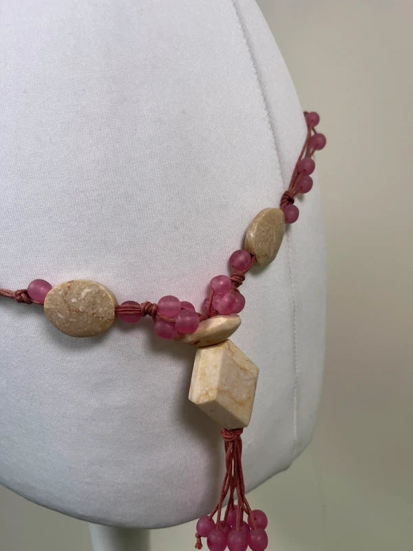Y2K Vintage pink Beaded Boho belt / Necklace