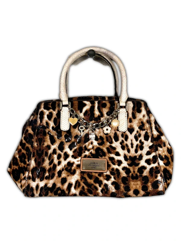 Y2K Vintage Guess Leopard print Shoulder bag with Silver chain