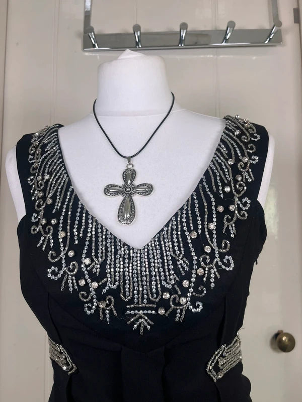 Y2k Black Lace beaded cami top