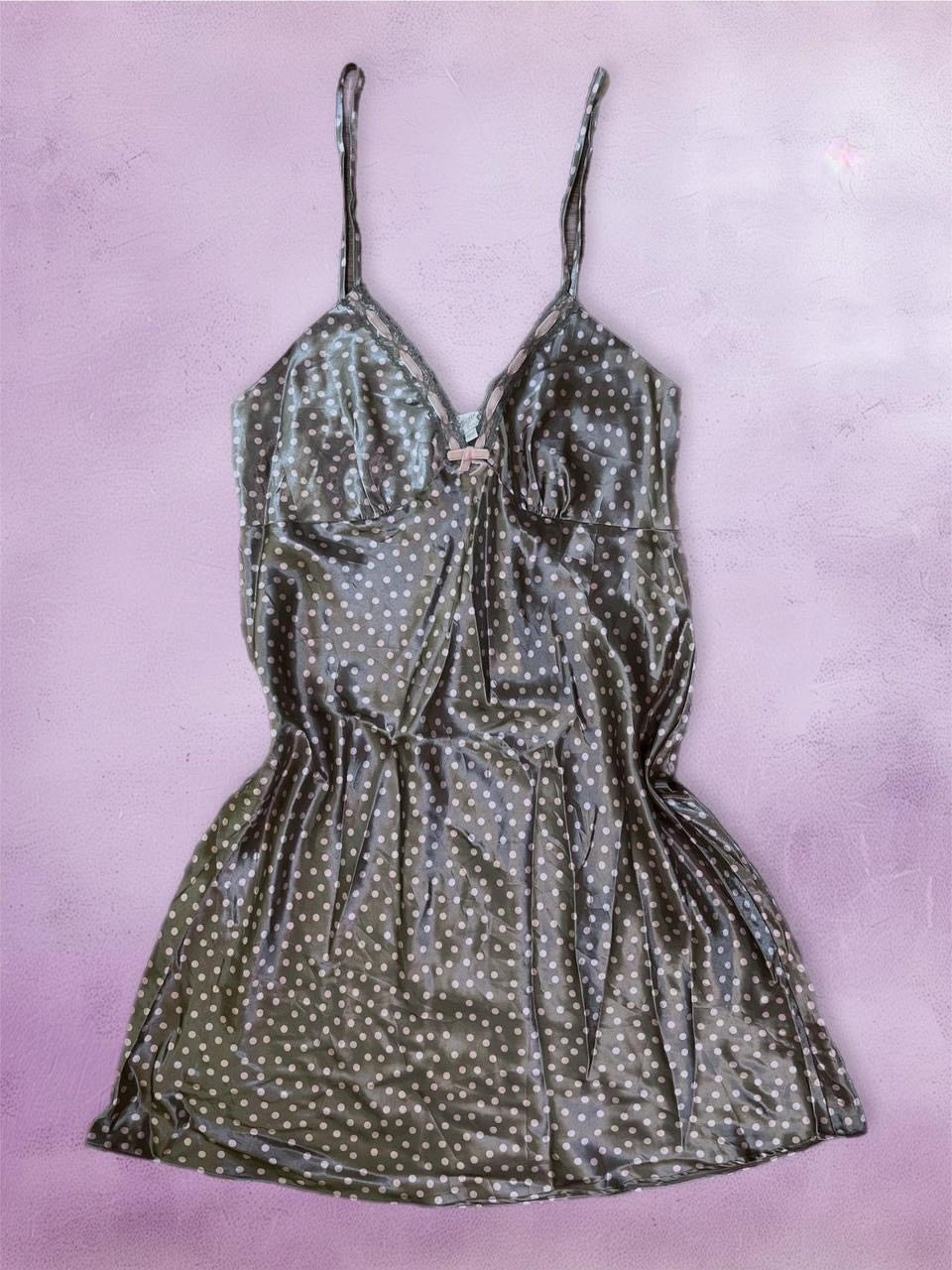 Y2k polka dot mini slip dress