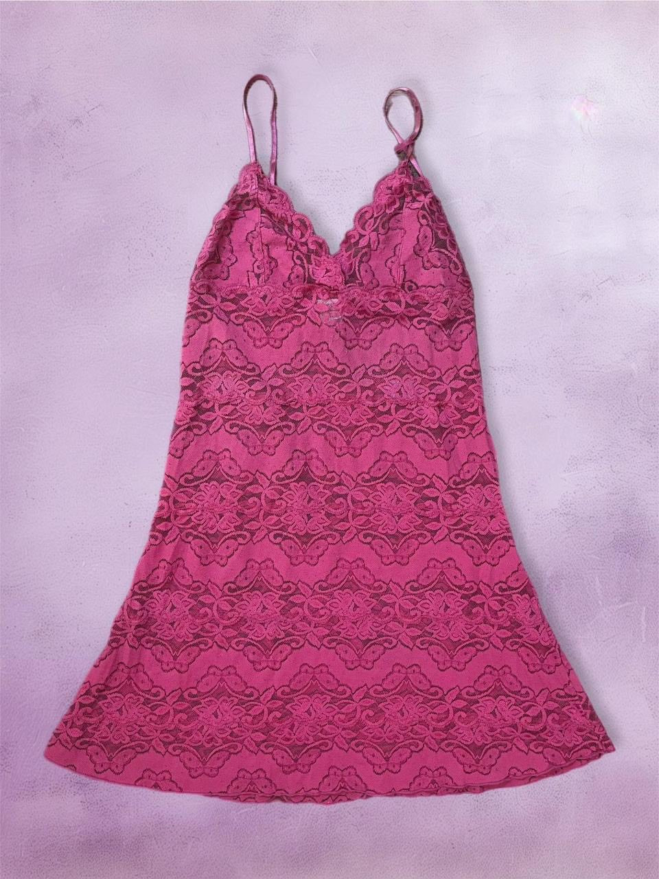 Y2k rose lace mini slip dress