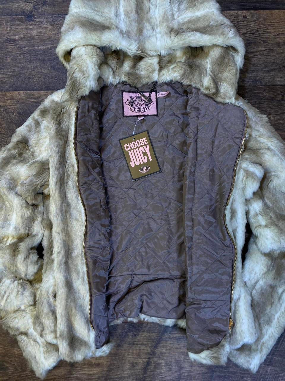 Vintage Juicy Couture Faux Fur hooded Jacket
