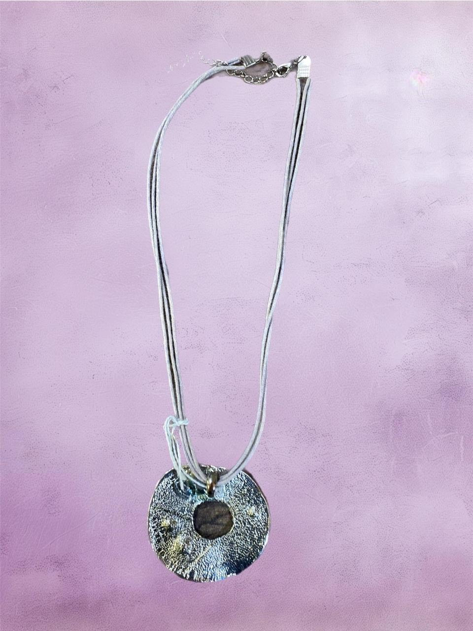 Vintage silver and purple abstract pendant necklace