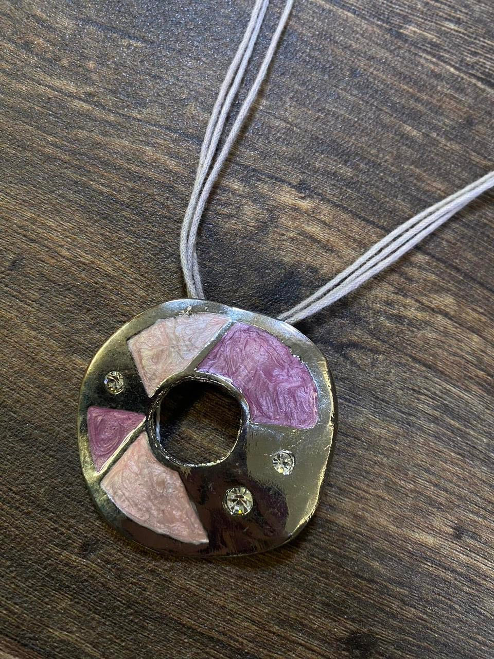 Vintage silver and purple abstract pendant necklace
