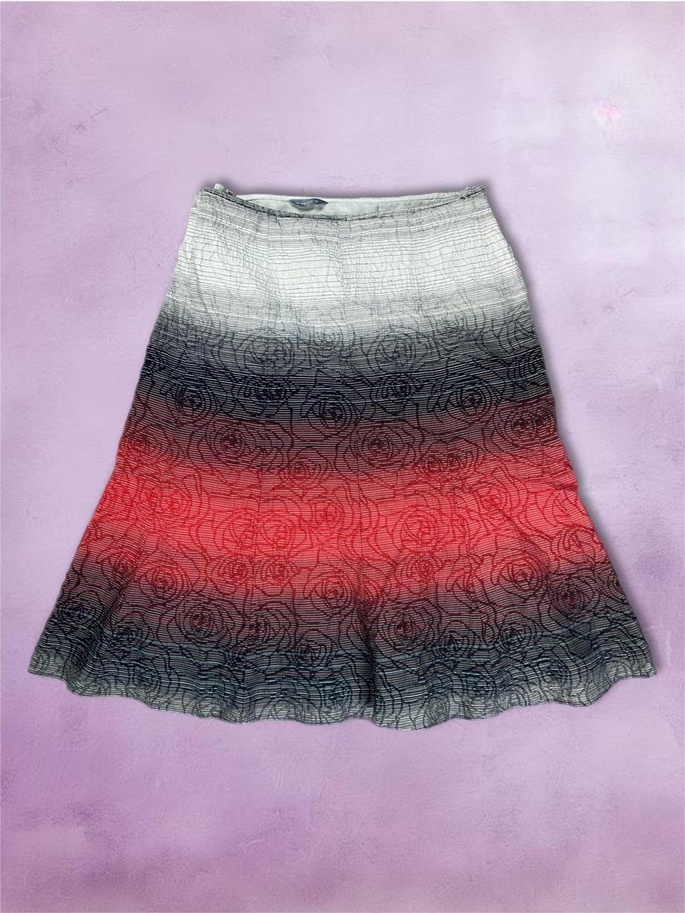 Y2k Red and Black Ombré Midi skirt