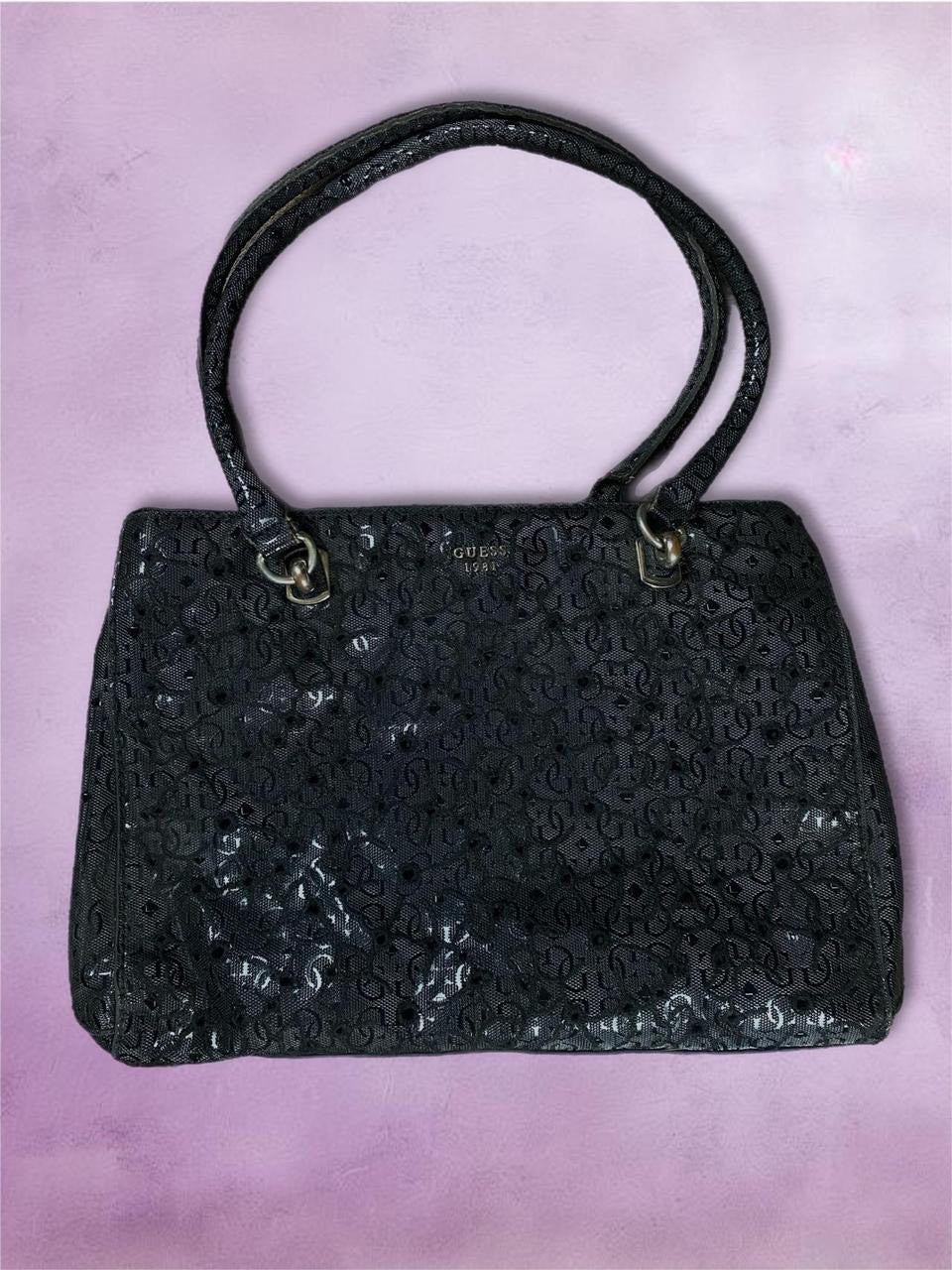 Glossy Black Guess shoulder bag