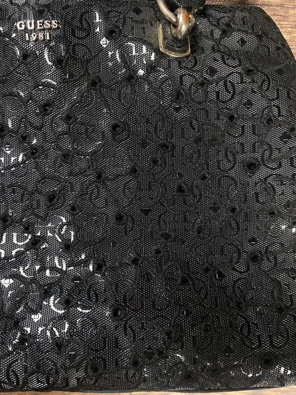 Glossy Black Guess shoulder bag