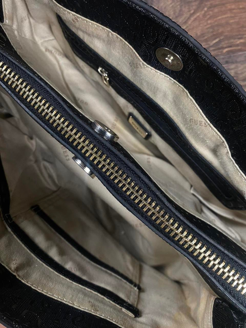 Glossy Black Guess shoulder bag