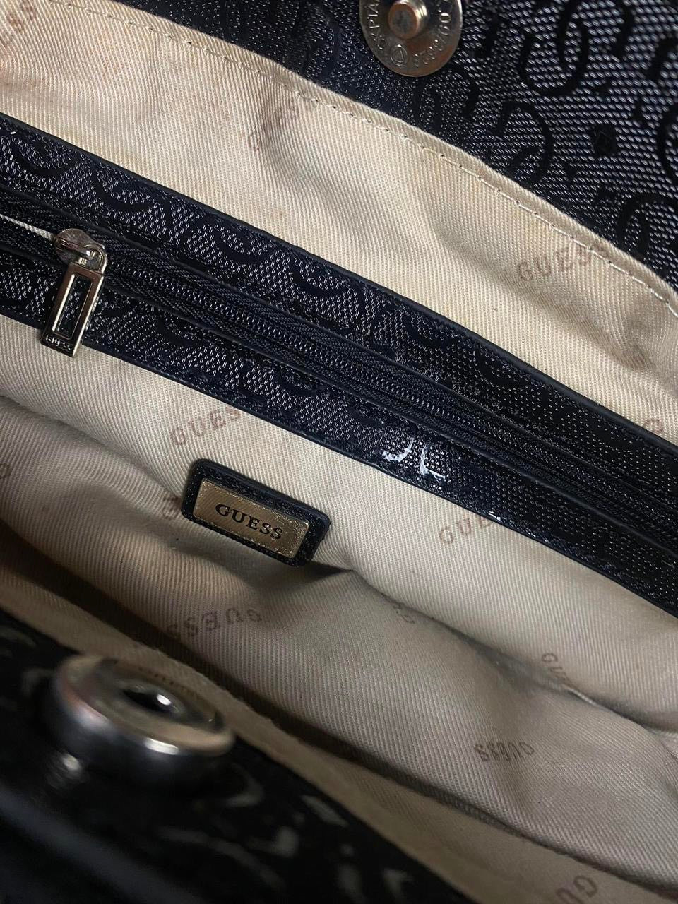 Glossy Black Guess shoulder bag